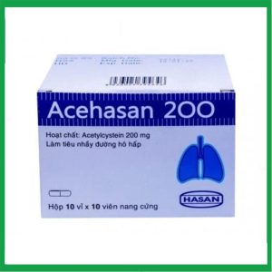 Thuốc Acehasan 200 Hasan làm loãng đờm trong các bệnh phế quản - phổi cấp và mãn tính (10 vỉ x 10 viên)