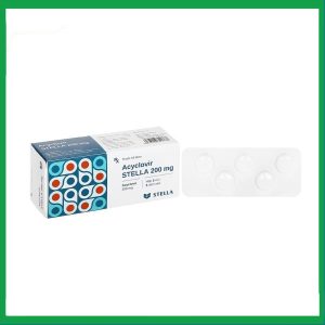 Thuốc Acyclovir Stella 200mg điều trị nhiễm Herpes simplex, Varicella zoster (5 vỉ x 5 viên)
