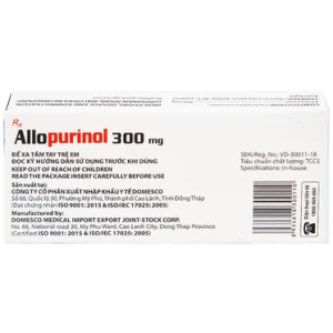 Nhà Thuốc Đa Phúc - Thuốc Allopurinol 300mg Domesco điều trị tăng acid uric máu, sỏi thận (2 vỉ x 10 viên) 1 Nhà Thuốc Đa Phúc - Allopurinol 300mg 1