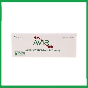 Thuốc Acyclovir brawn 200mg điều trị nhiễm Herpes simplex, Varicella zoster (5 vỉ x 10 viên)