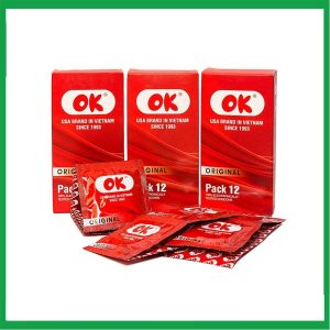 Bao cao su OK Original không mùi, bổ sung chất bôi trơn và không chứa chất diệt tinh trùng (12 cái)