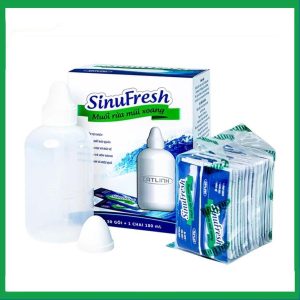 Muối rửa mũi xoang SinuFresh Cát Linh dùng cho khô mũi, ngạt mũi, chảy nước mũi (30 gói + 1 chai 180ml)