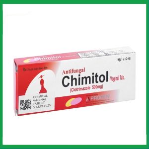 Viên đặt âm đạo Chimitol Vaginal Tab điều trị viêm âm đạo do nấm (1 vỉ x 2 viên)