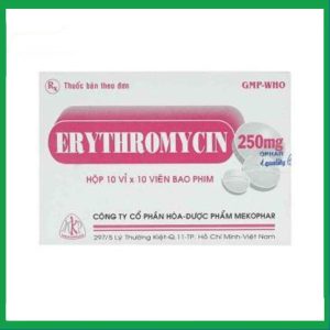Thuốc Erythromycin 250mg Mekophar điều trị nhiễm khuẩn (10 vỉ x 10 viên)
