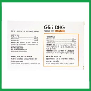 Nhà Thuốc Đa Phúc - Thuốc GliritDHG 500mg/2,5mg điều trị đái tháo đường tuýp 2 (3 vỉ x 10 viên) 1 Nhà Thuốc Đa Phúc - Glirit 500 2.5 2