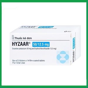Hyzaar 50/12.5mg trị tăng huyết áp (2 vỉ x 14 viên)