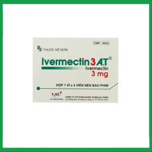 Thuốc Ivermectin 3 A.T An Thiên điều trị bệnh giun chỉ Onchocerca, bệnh giun lươn ở ruột (1 vỉ x 4 viên)