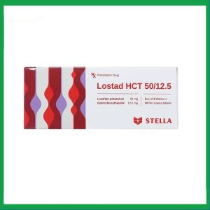 Thuốc Lostad HCT 50/12.5 Stella điều trị tăng huyết áp, giảm nguy cơ đột quỵ (3 vỉ x 10 viên)