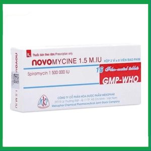Viên nén Novomycine 1.5 M.IU Mekophar điều trị viêm họng, viêm xoang cấp (2 vỉ x 8 viên)