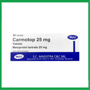 Thuốc Carmotop 25mg Magistra C&C điều trị tăng huyết áp, đau thắt ngực (Hộp 3 vỉ x 10 viên)
