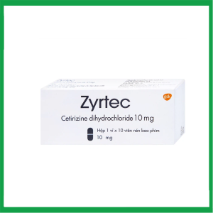 Thuốc Zyrtec GSK giảm viêm mũi dị ứng, mày đay tự phát, mạn tính (1 vỉ x 10 viên)