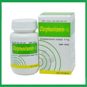 Thuốc Clorpheniramin 4 DHG điều trị viêm mũi dị ứng, chảy nước mũi ( Hộp 1 lọ 200 viên)