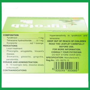 Nhà Thuốc Đa Phúc - Viên ngậm Tyrotab trị viêm họng, viêm amidan (10 vỉ x 8 viên) 3 Nhà Thuốc Đa Phúc - Tyrotab 2