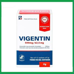 Thuốc bột pha hỗn dịch uống Vigentin 500mg/62,5mg Pharbaco điều trị nhiễm khuẩn (12 gói x 2g)