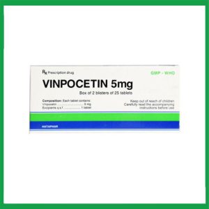 Vinpocetin 5mg Dược Hà Tây điều trị rối loạn tuần hoàn não Hộp 2 vỉ x 25 viên