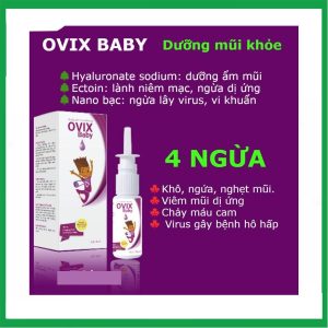 Nhà Thuốc Đa Phúc - Dung dịch xịt mũi Ovix Baby hỗ trợ viêm mũi, viêm xoang, viêm mũi dị ứng, viêm VA (Hộp 1 chai 20ml) 2 Nhà Thuốc Đa Phúc - Xit mui Ovix Baby1