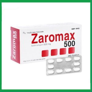Thuốc Zaromax 500 DHG Pharma điều trị viêm phế quản, viêm phổi (3 vỉ x 10 viên)