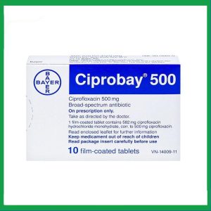 Thuốc Ciprobay 500mg Bayer điều trị nhiễm trùng (Hộp 1 vỉ x 10 viên)