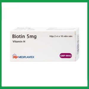 Thuốc Biotin 5mg Mediplantex điều trị thiếu hụt biotin (2 vỉ x 10 viên)