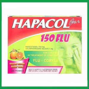 Cốm sủi bọt Hapacol 150 Flu hộp 24 gói DHG