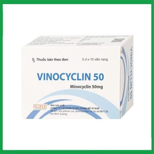 Thuốc Vinocyclin 50 Medisun điều trị mụn trứng cá, nhiễm trùng đường hô hấp (3 vỉ x 10 viên)